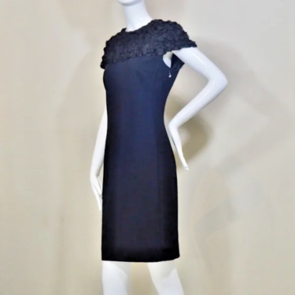Akris Punto Black Beaded Appliqué Cocktail Dress  Size  6– Switzerland 🇨🇭 - Picture 9 of 16